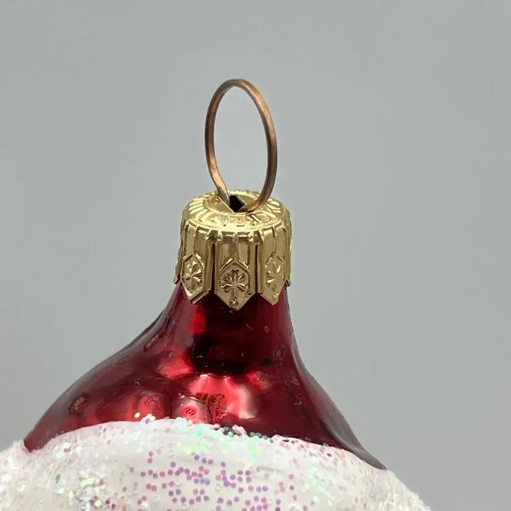 Christopher Radko Bundle Of Toys Christmas‎ Ornament Santa Glass Green Bag 5.5”